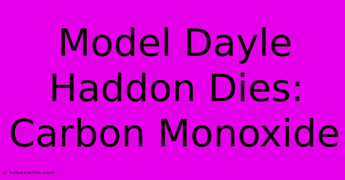 Model Dayle Haddon Dies: Carbon Monoxide