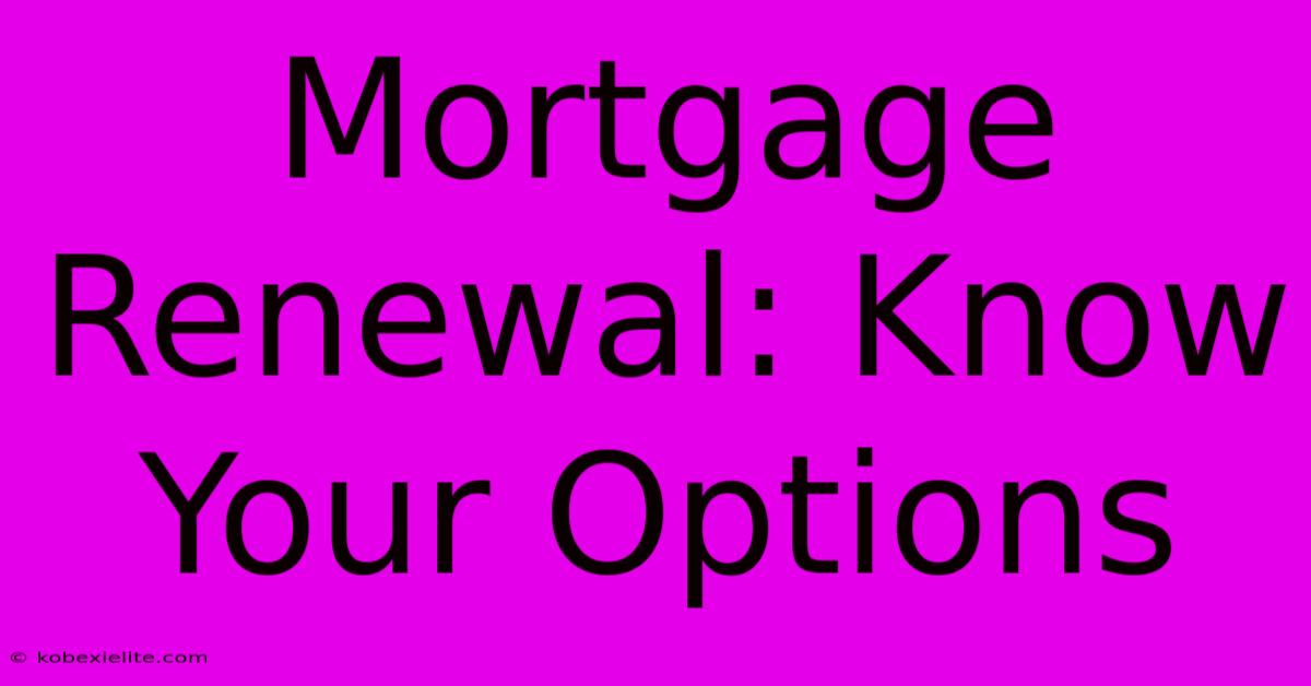 Mortgage Renewal: Know Your Options