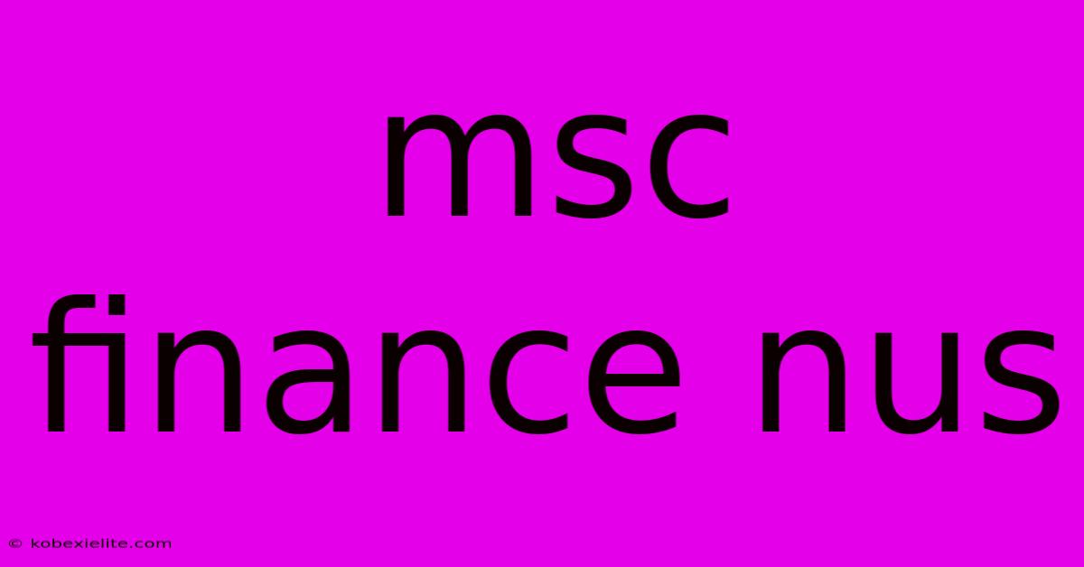 Msc Finance Nus Msc Finance Nus