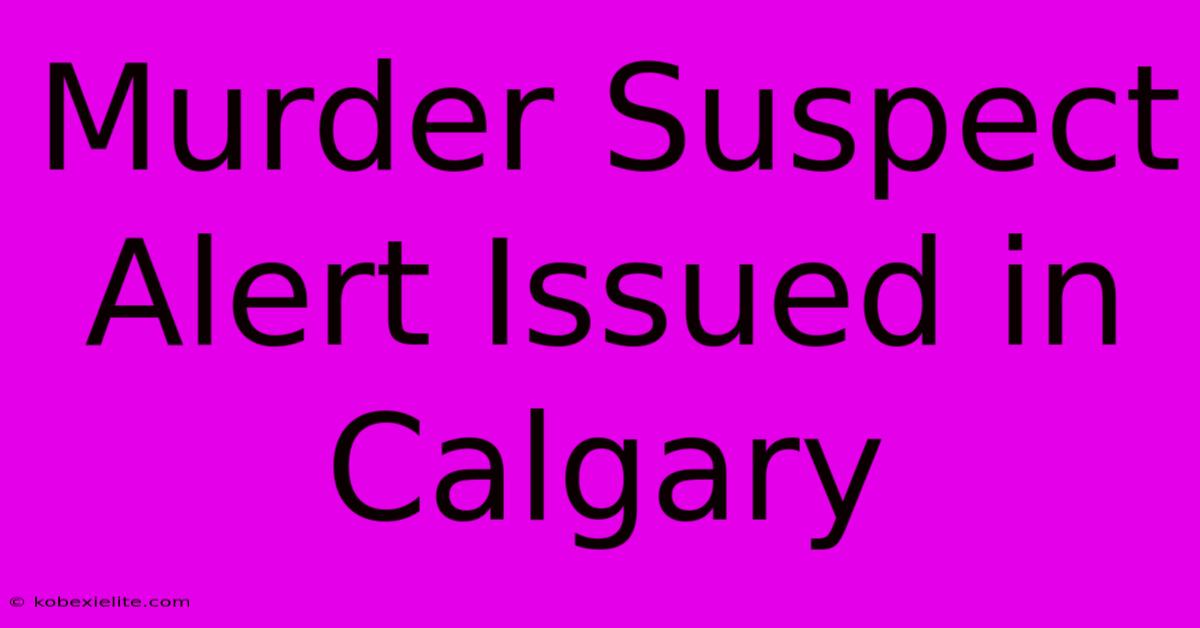 Murder Suspect Alert Issued In Calgary