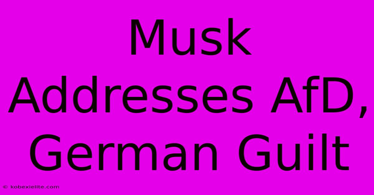 Musk Addresses AfD, German Guilt