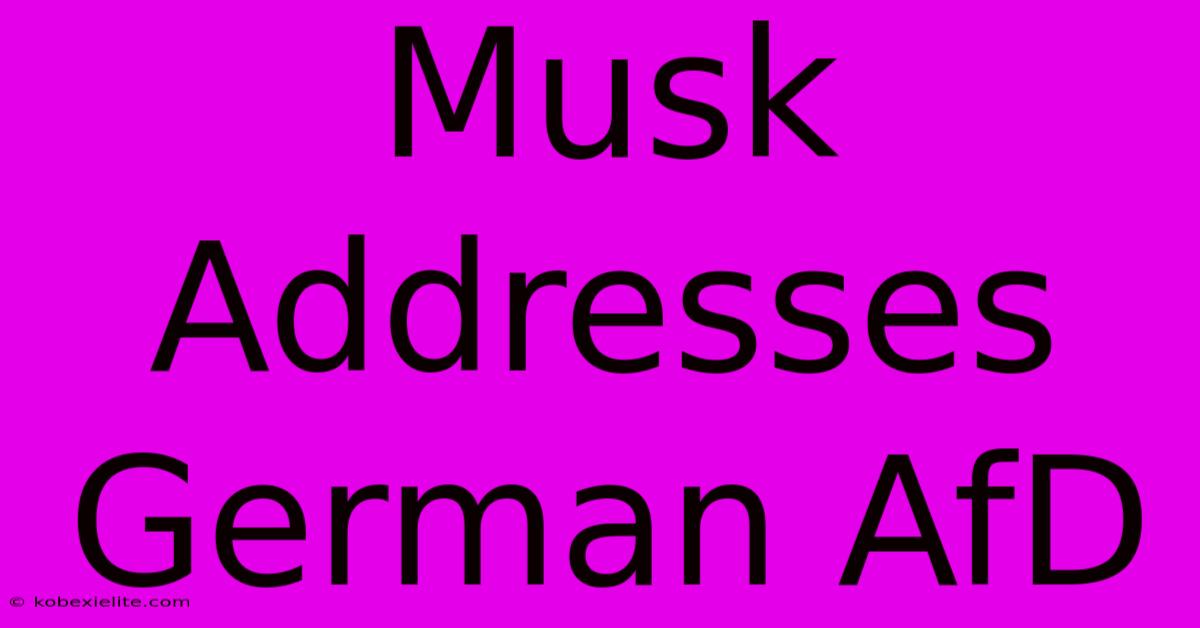 Musk Addresses German AfD