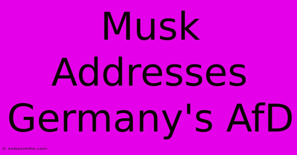 Musk Addresses Germany's AfD