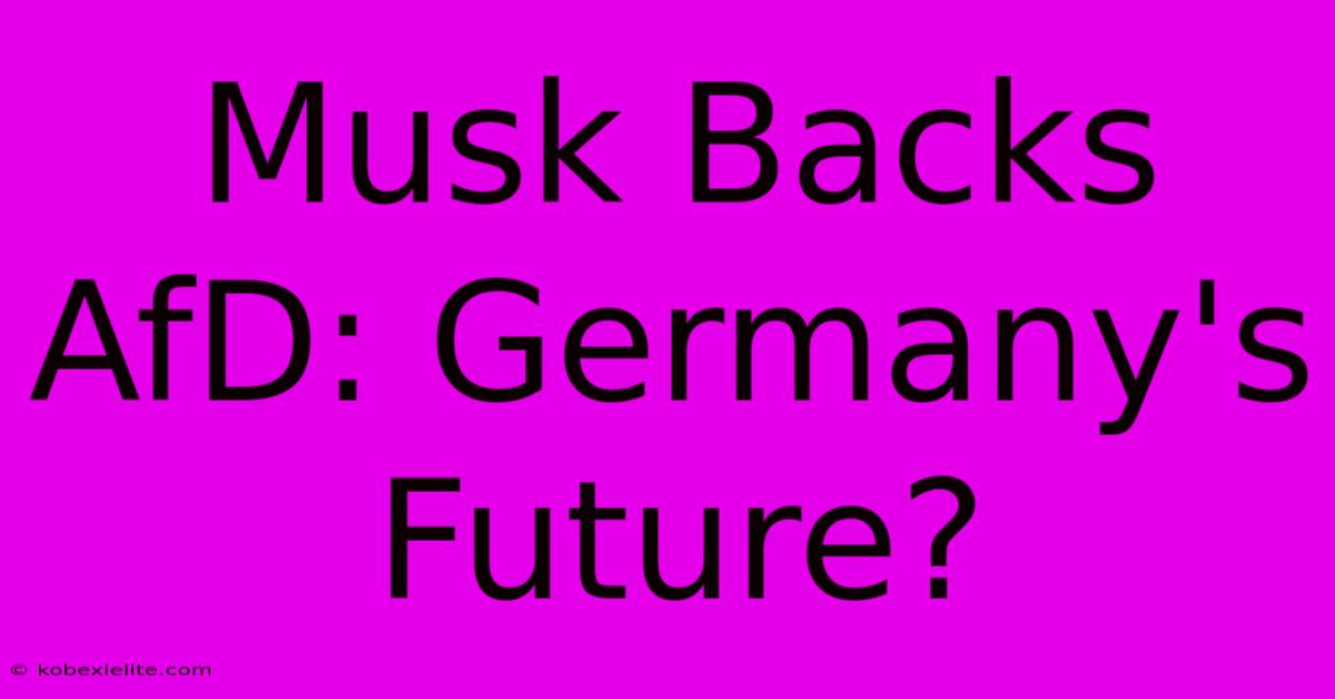 Musk Backs AfD: Germany's Future?