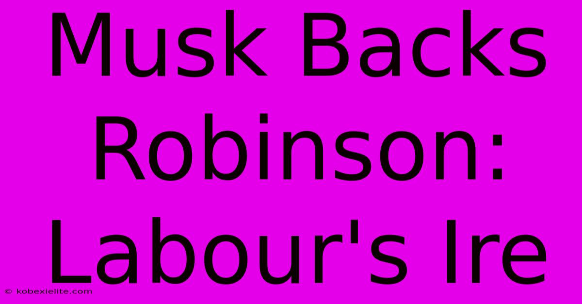 Musk Backs Robinson: Labour's Ire