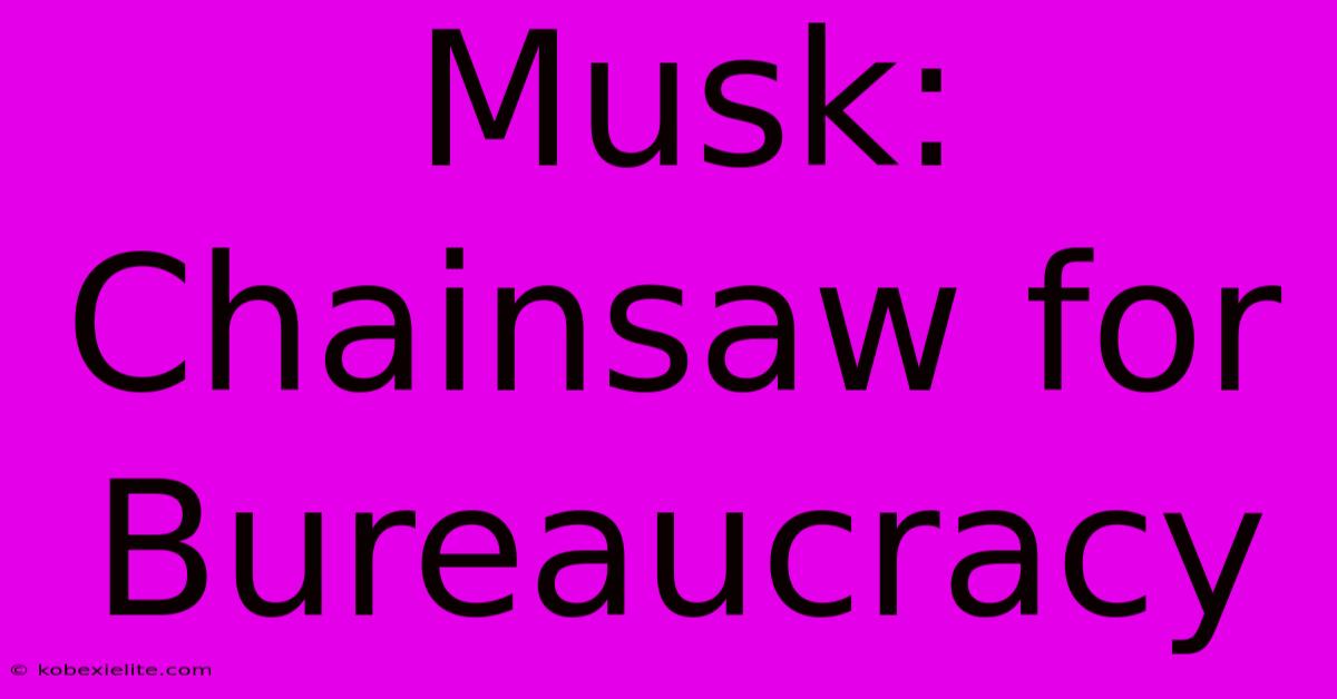 Musk: Chainsaw For Bureaucracy