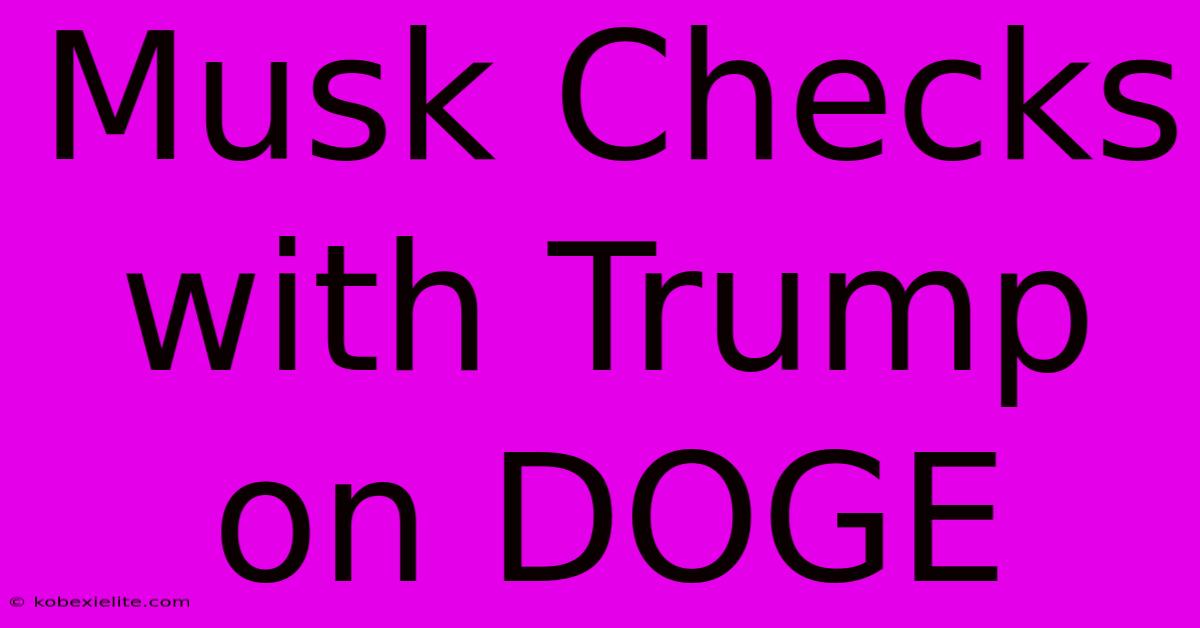 Musk Checks With Trump On DOGE