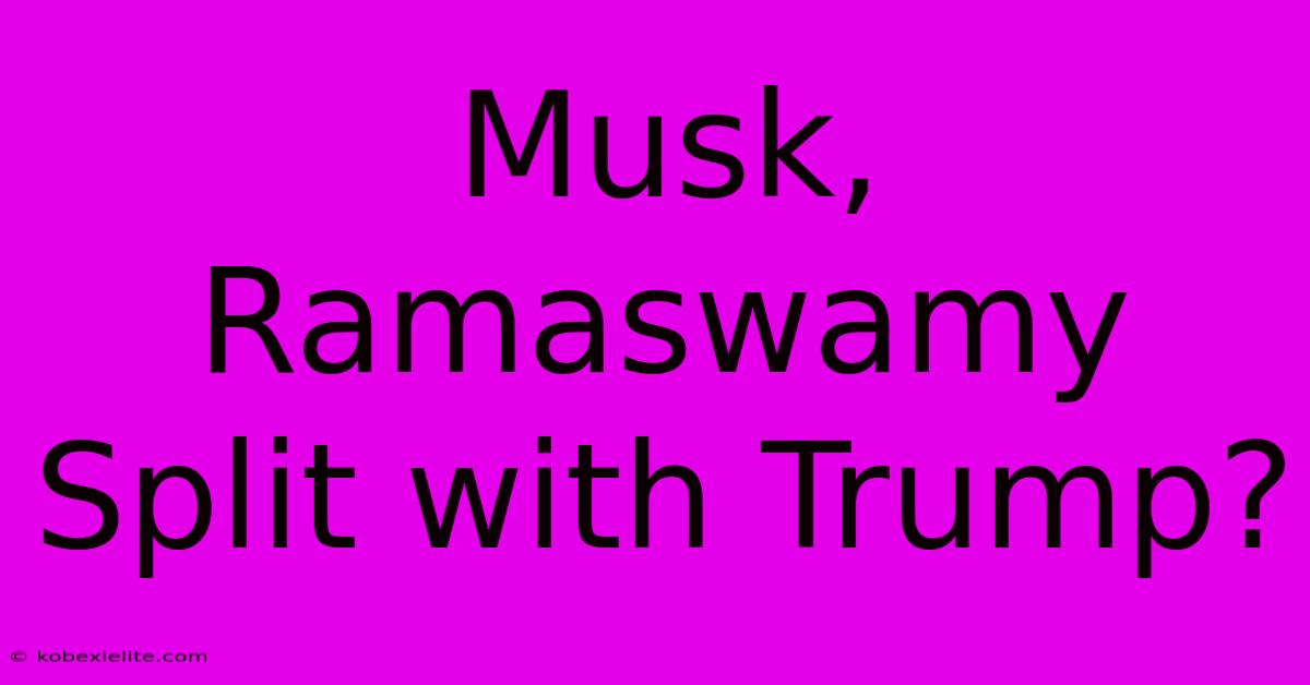 Musk, Ramaswamy Split With Trump?