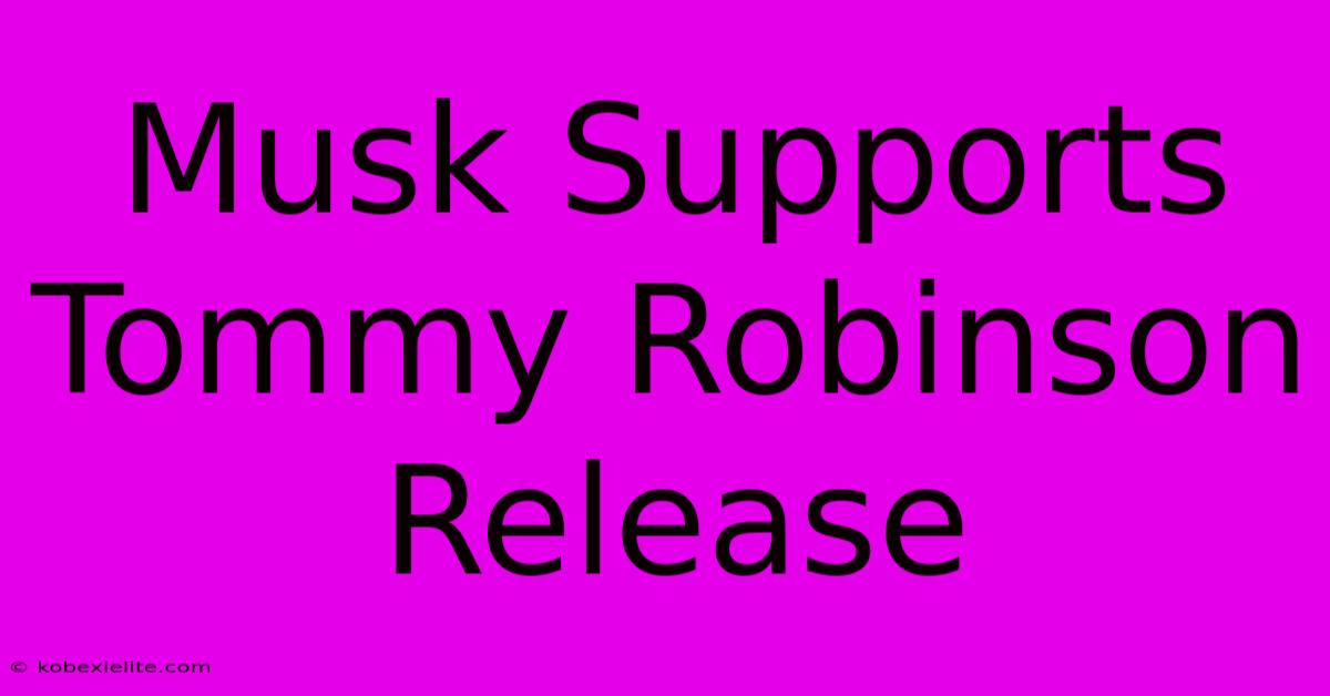 Musk Supports Tommy Robinson Release