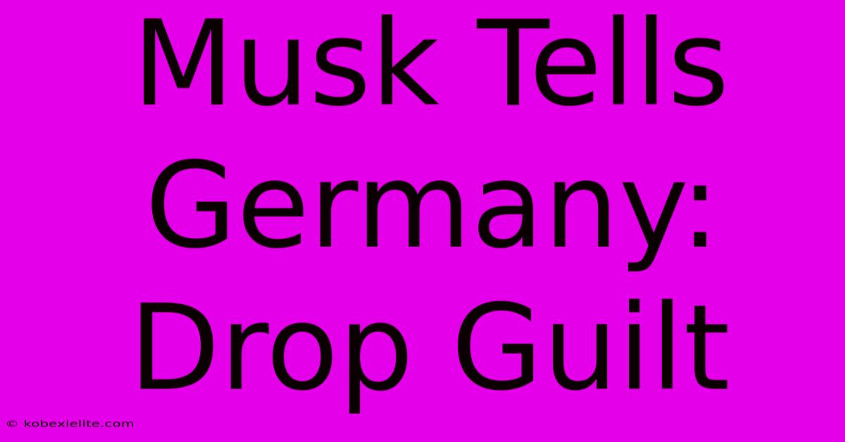 Musk Tells Germany: Drop Guilt