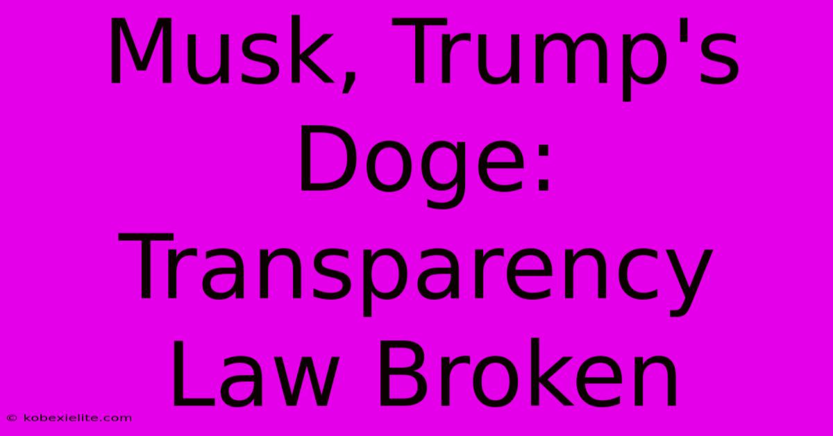 Musk, Trump's Doge: Transparency Law Broken