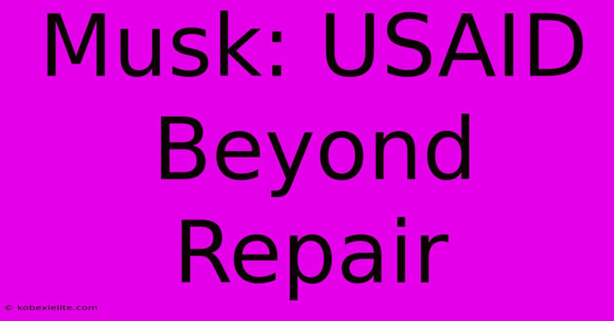 Musk: USAID Beyond Repair