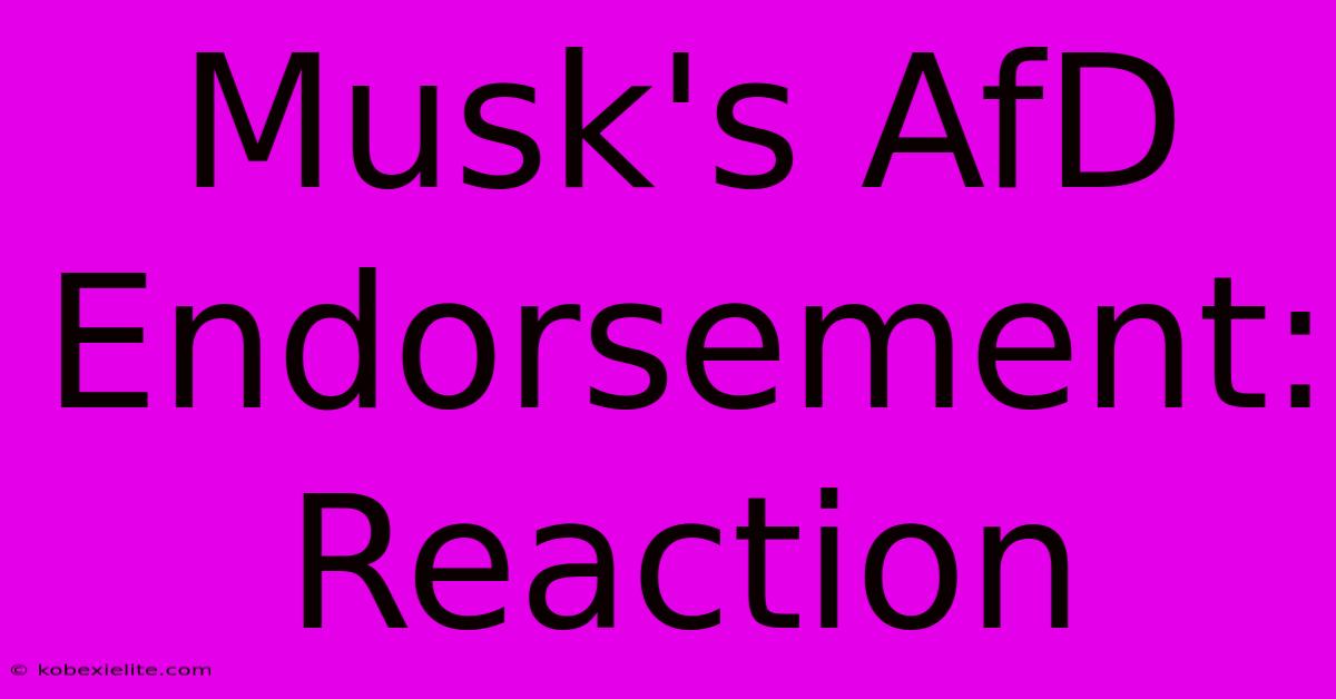 Musk's AfD Endorsement: Reaction