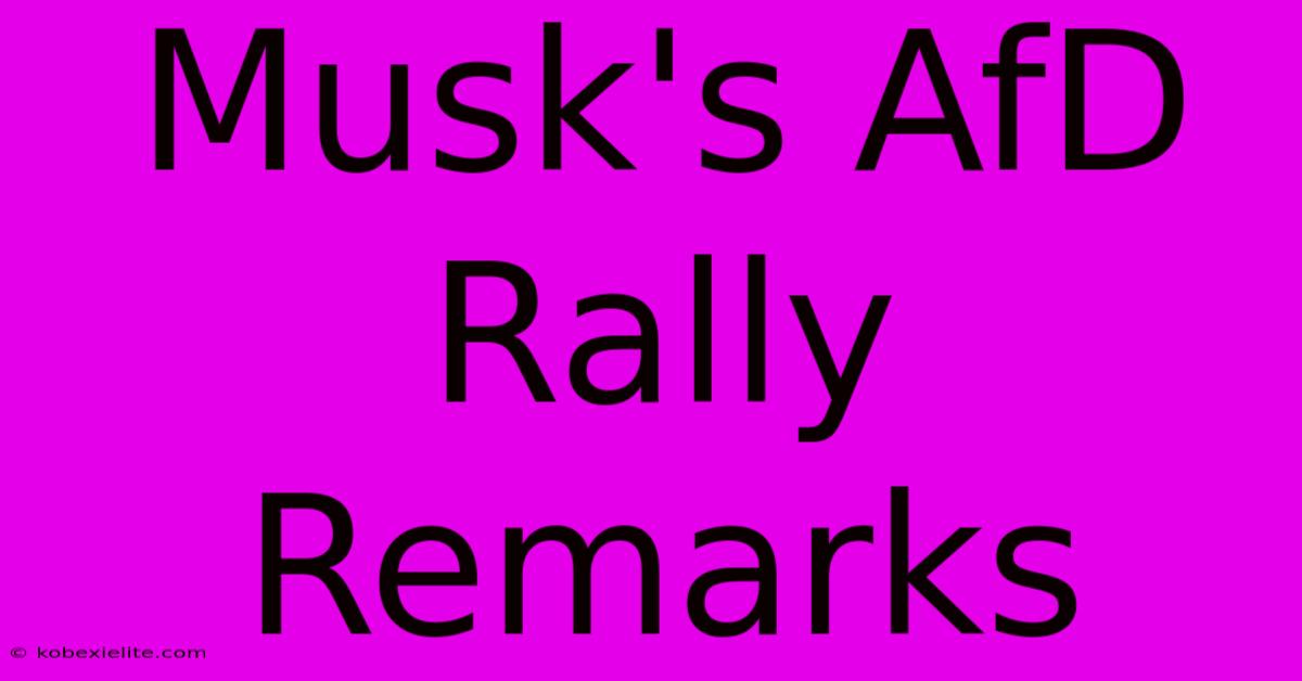 Musk's AfD Rally Remarks