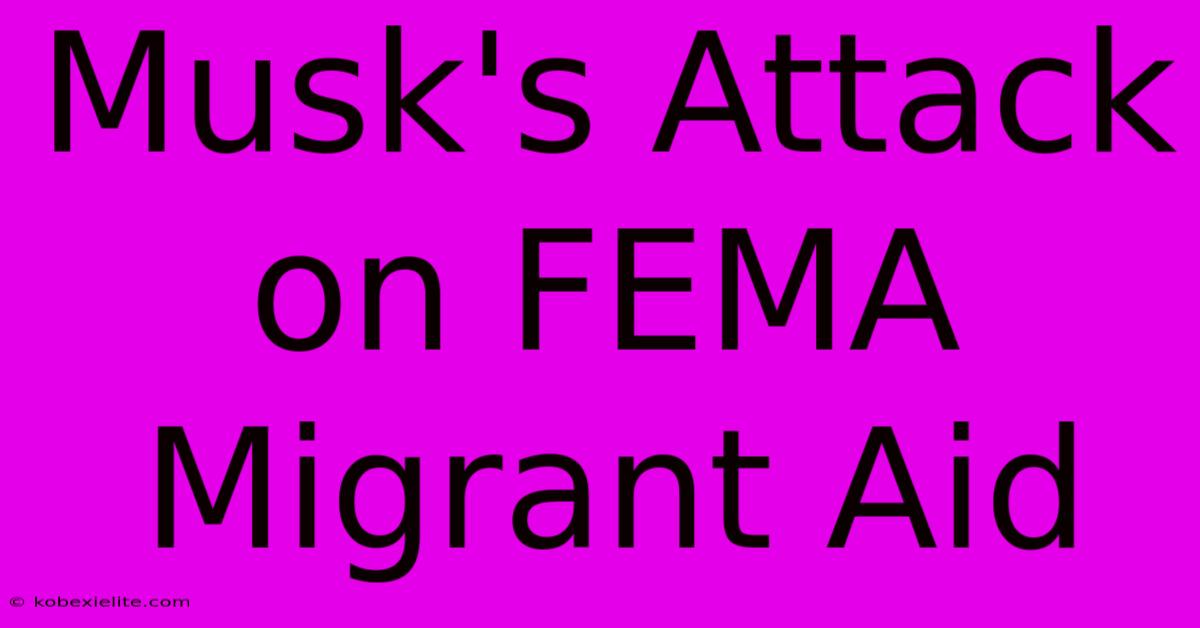 Musk's Attack On FEMA Migrant Aid