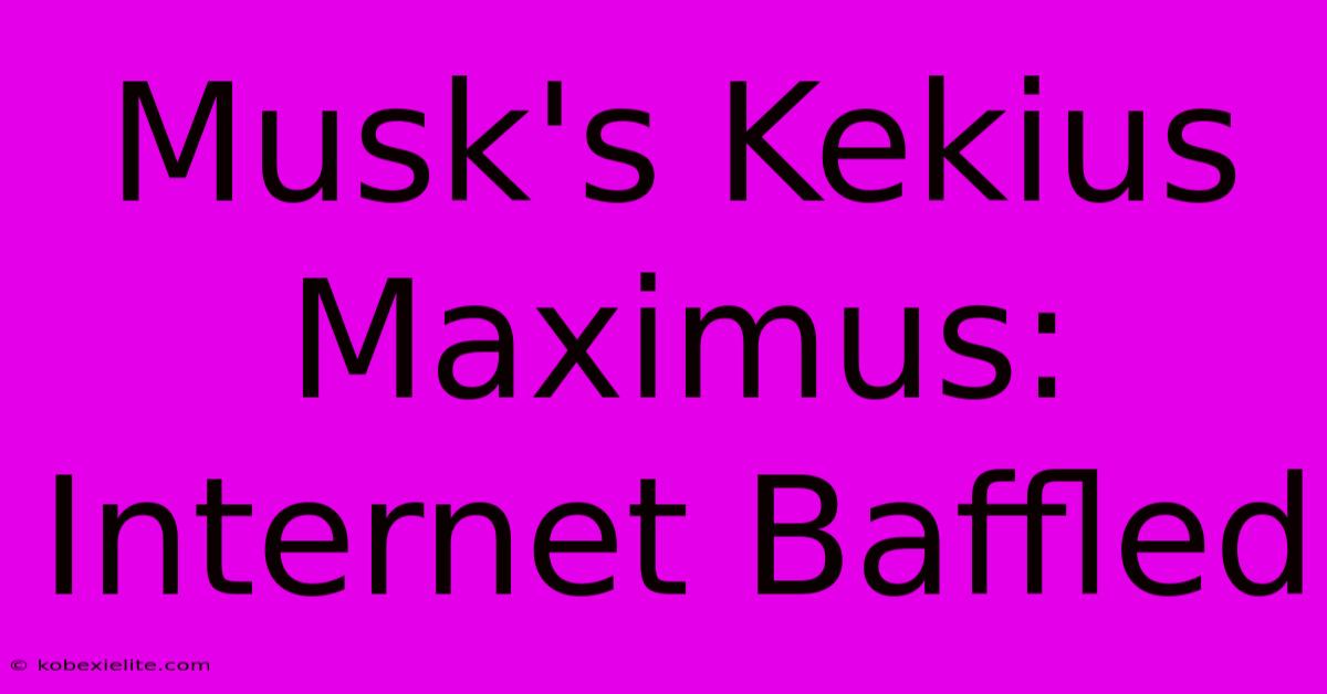 Musk's Kekius Maximus: Internet Baffled