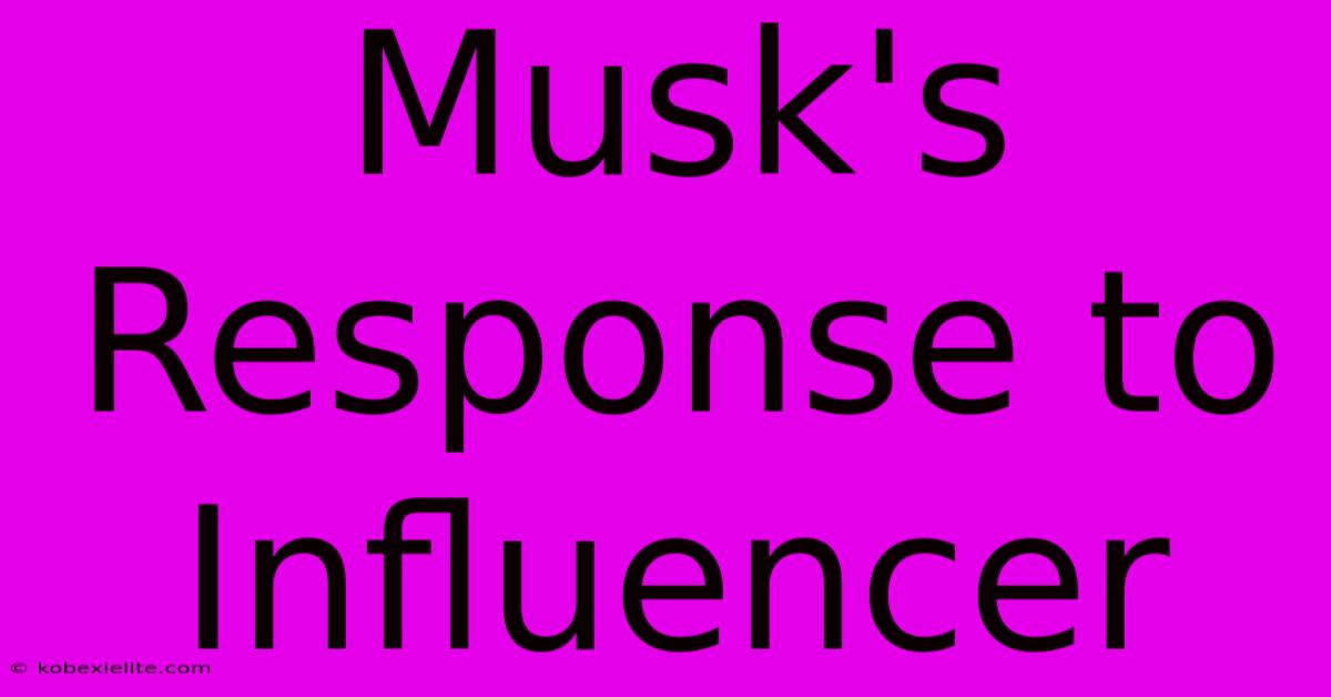 Musk's Response To Influencer