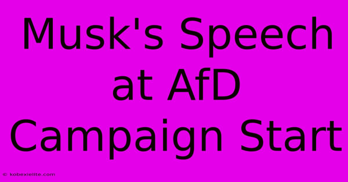 Musk's Speech At AfD Campaign Start