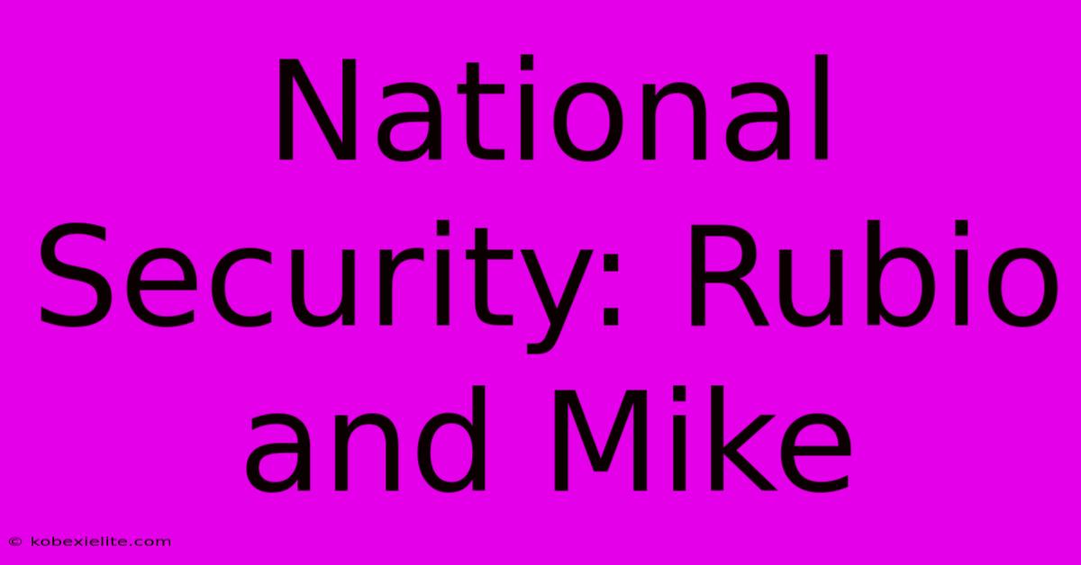 National Security: Rubio And Mike