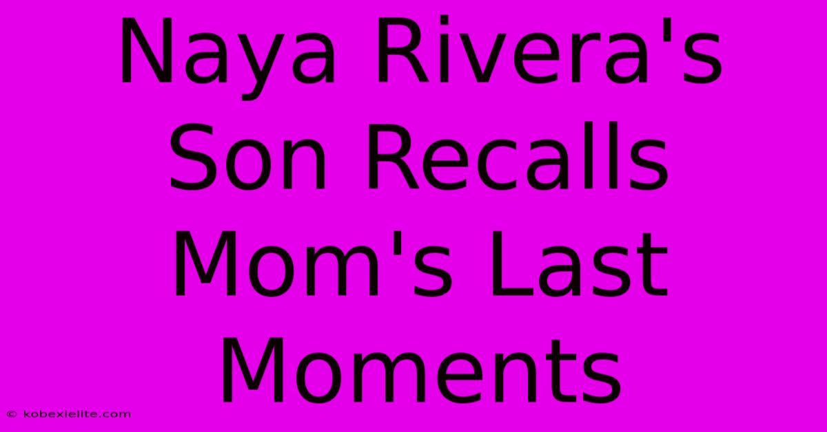 Naya Rivera's Son Recalls Mom's Last Moments