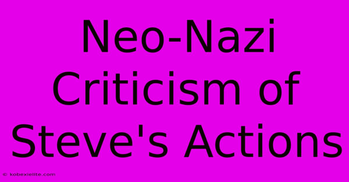 Neo-Nazi Criticism Of Steve's Actions