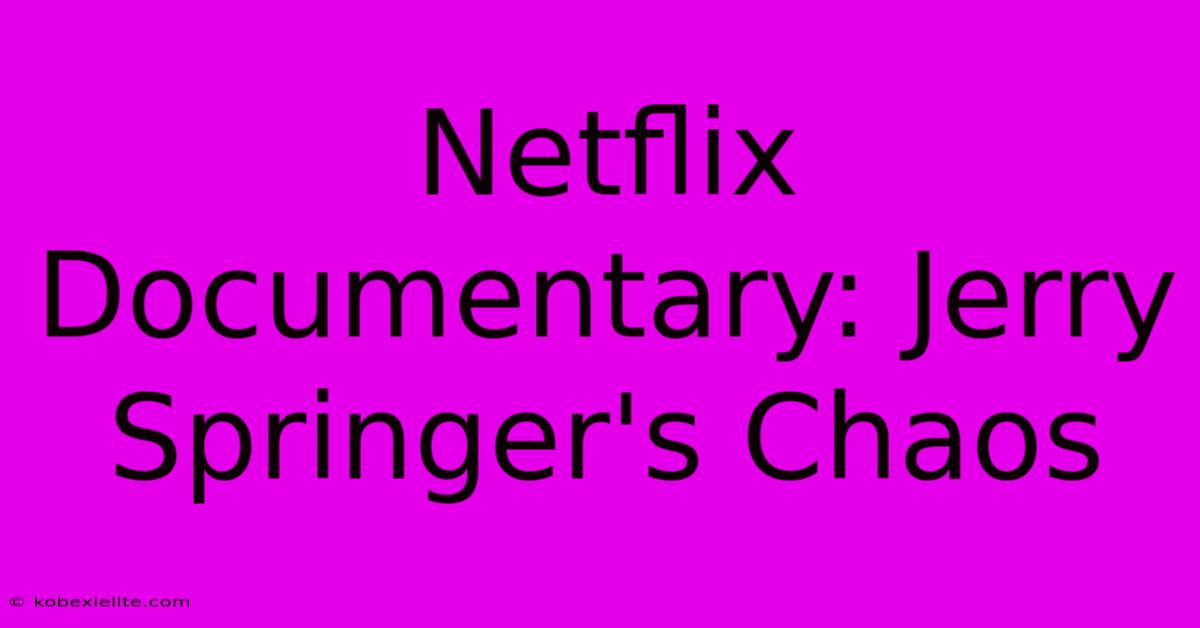 Netflix Documentary: Jerry Springer's Chaos