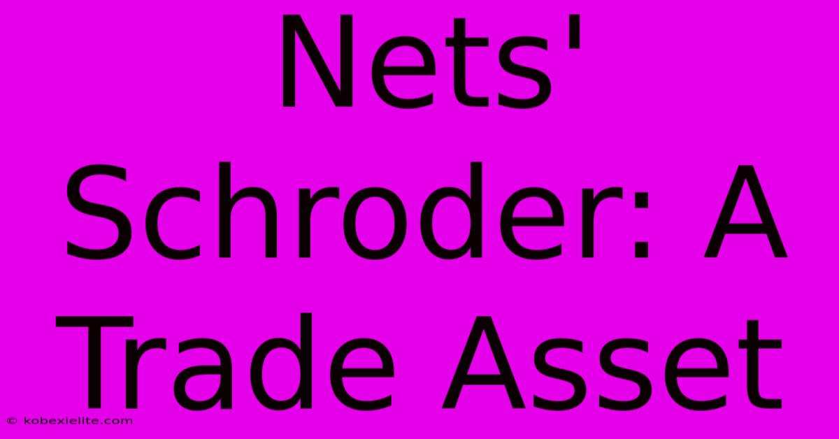 Nets' Schroder: A Trade Asset Nets' Schroder: A Trade Asset