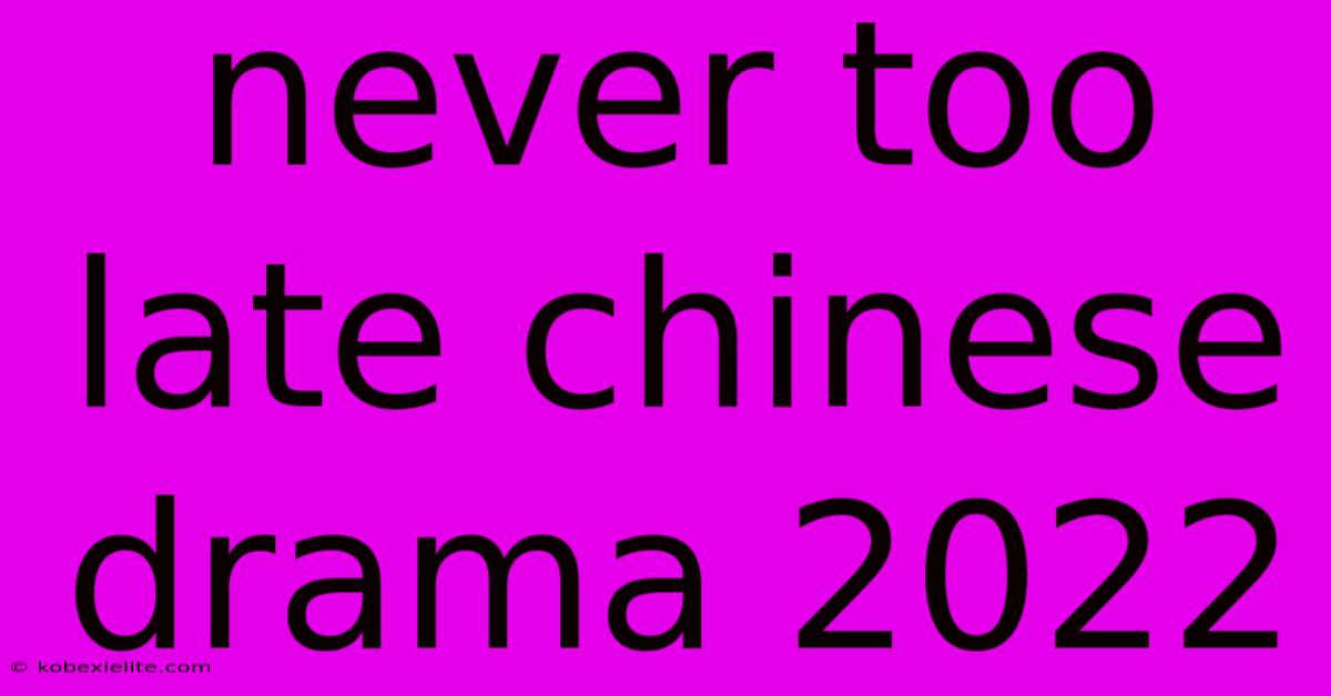 Never Too Late Chinese Drama 2022