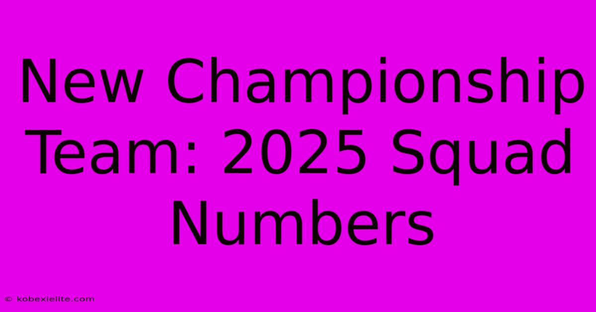 New Championship Team: 2025 Squad Numbers