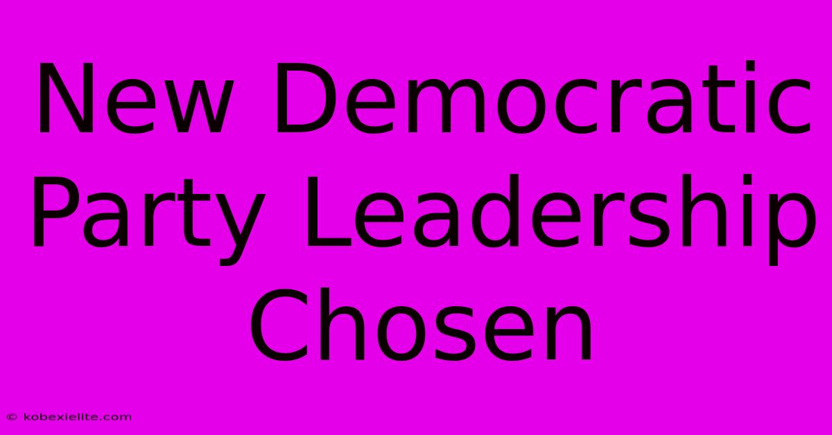 New Democratic Party Leadership Chosen