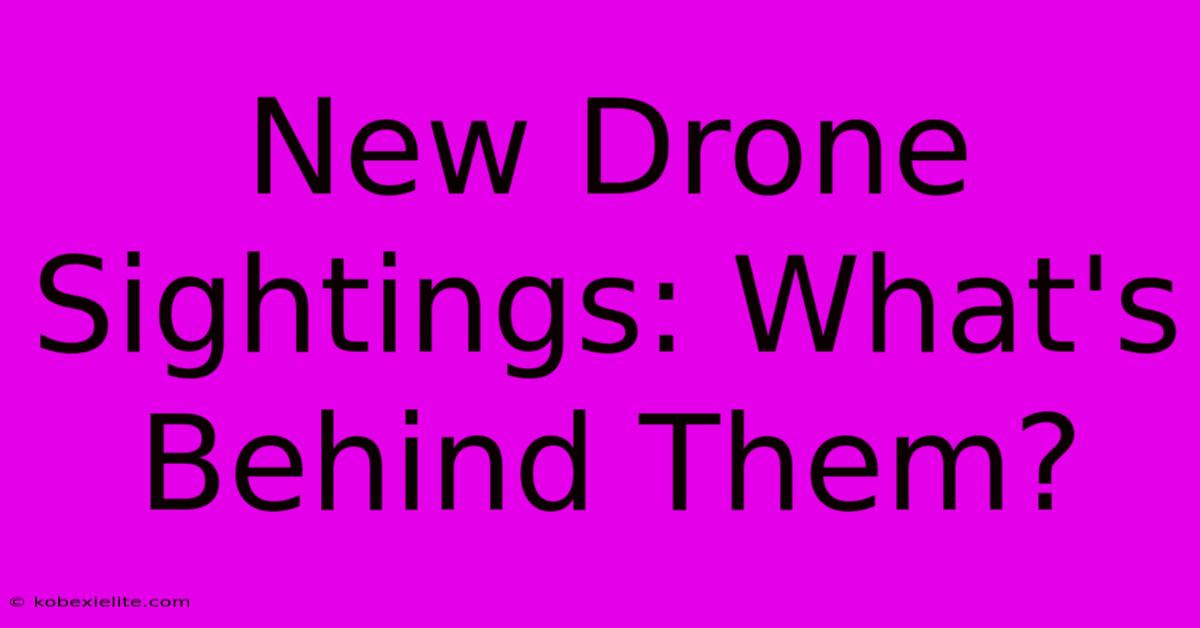 New Drone Sightings: What's Behind Them? New Drone Sightings: What's Behind Them?