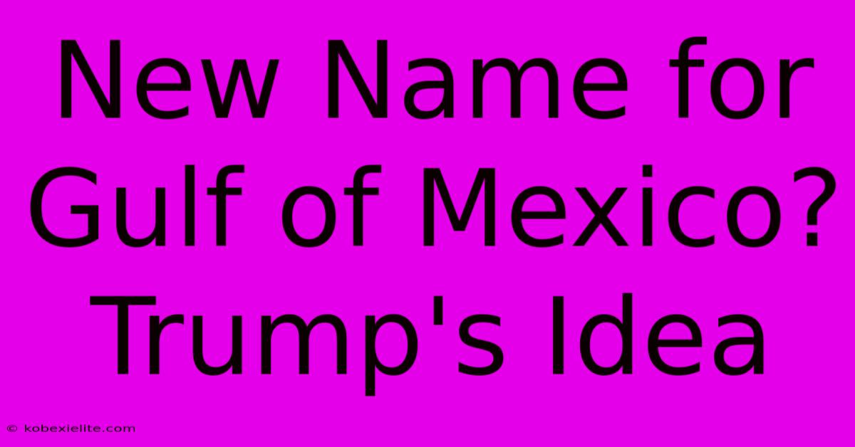 New Name For Gulf Of Mexico? Trump's Idea