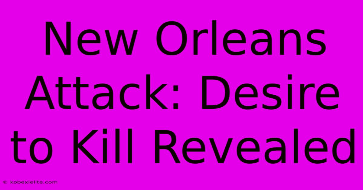 New Orleans Attack: Desire To Kill Revealed