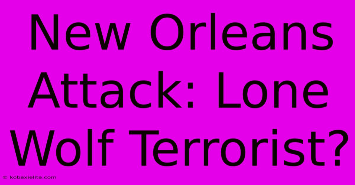 New Orleans Attack: Lone Wolf Terrorist?