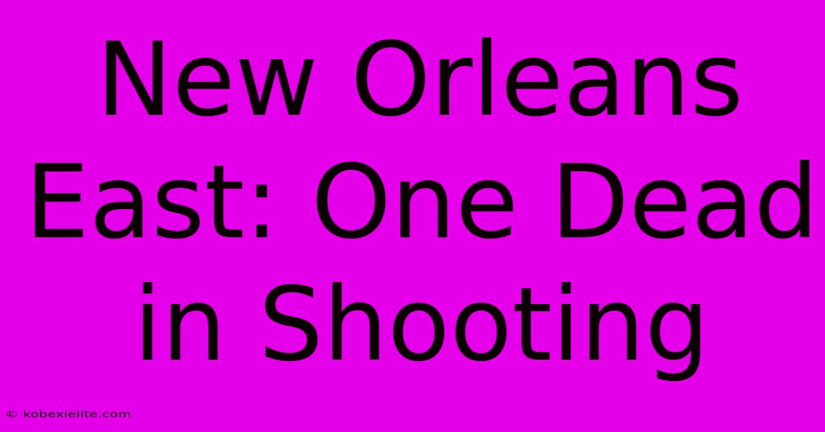 New Orleans East: One Dead In Shooting