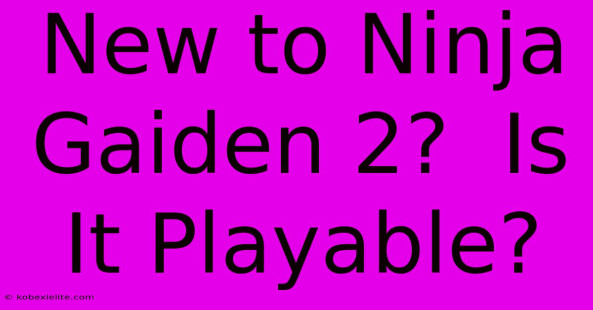 New To Ninja Gaiden 2?  Is It Playable?