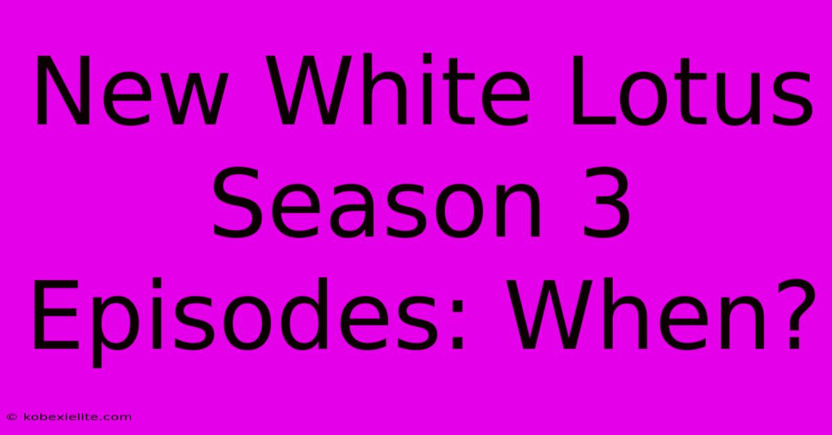 New White Lotus Season 3 Episodes: When?