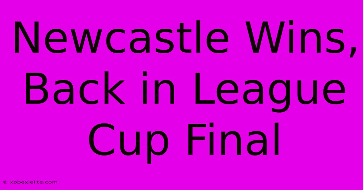 Newcastle Wins, Back In League Cup Final