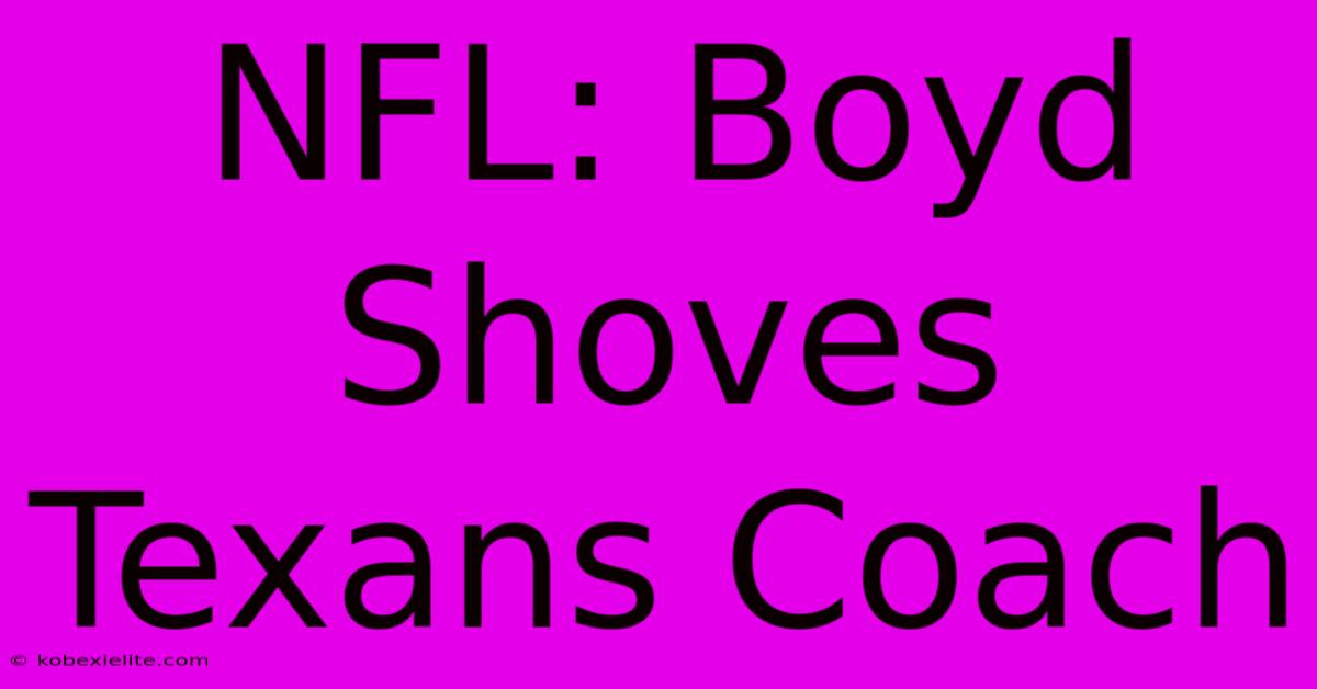 NFL: Boyd Shoves Texans Coach