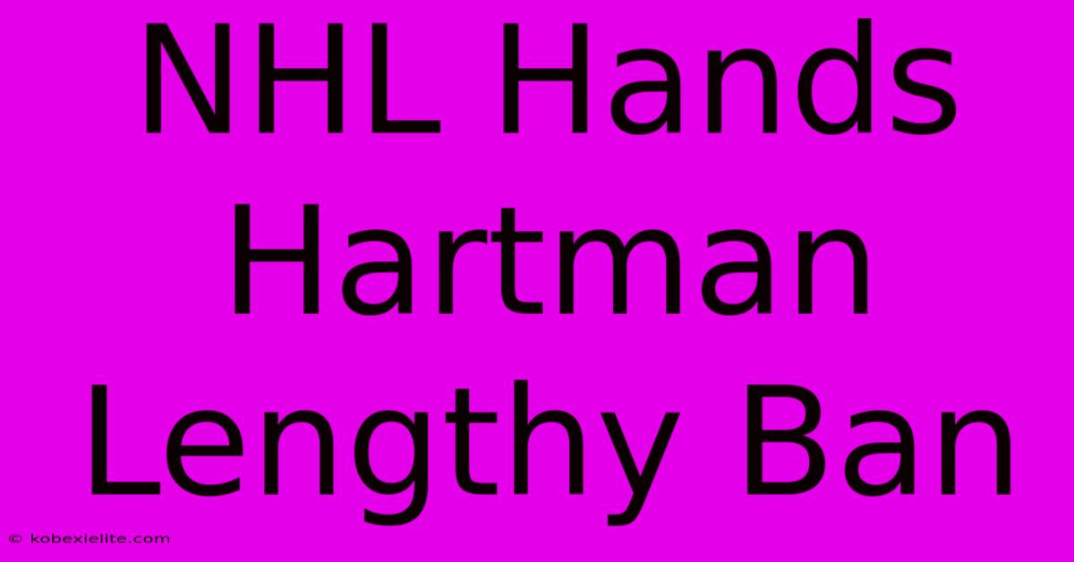 NHL Hands Hartman Lengthy Ban