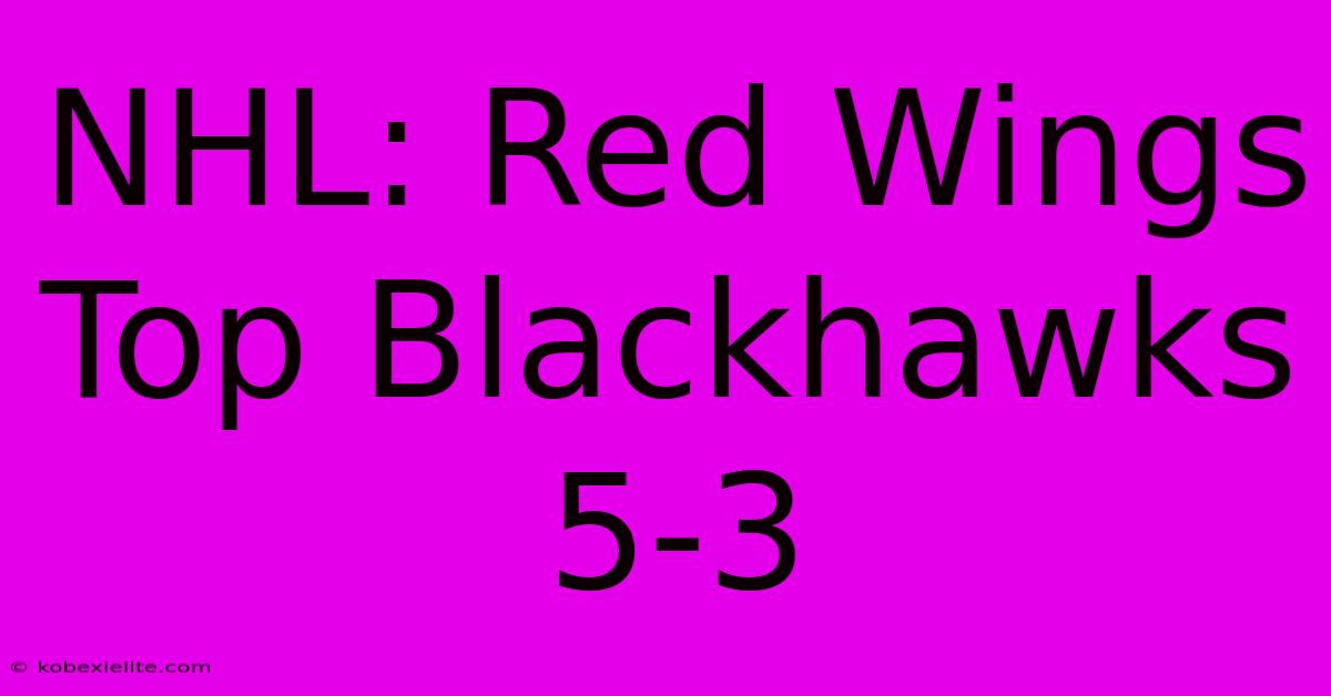 NHL: Red Wings Top Blackhawks 5-3