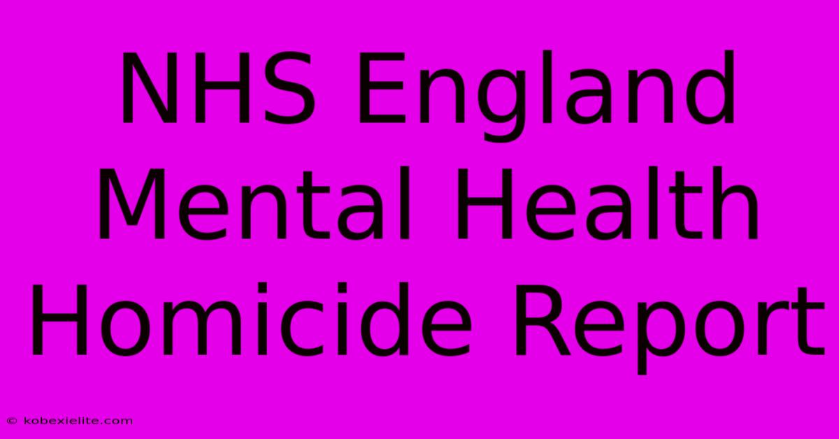 NHS England Mental Health Homicide Report