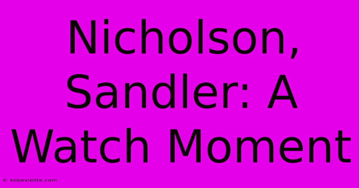 Nicholson, Sandler: A Watch Moment