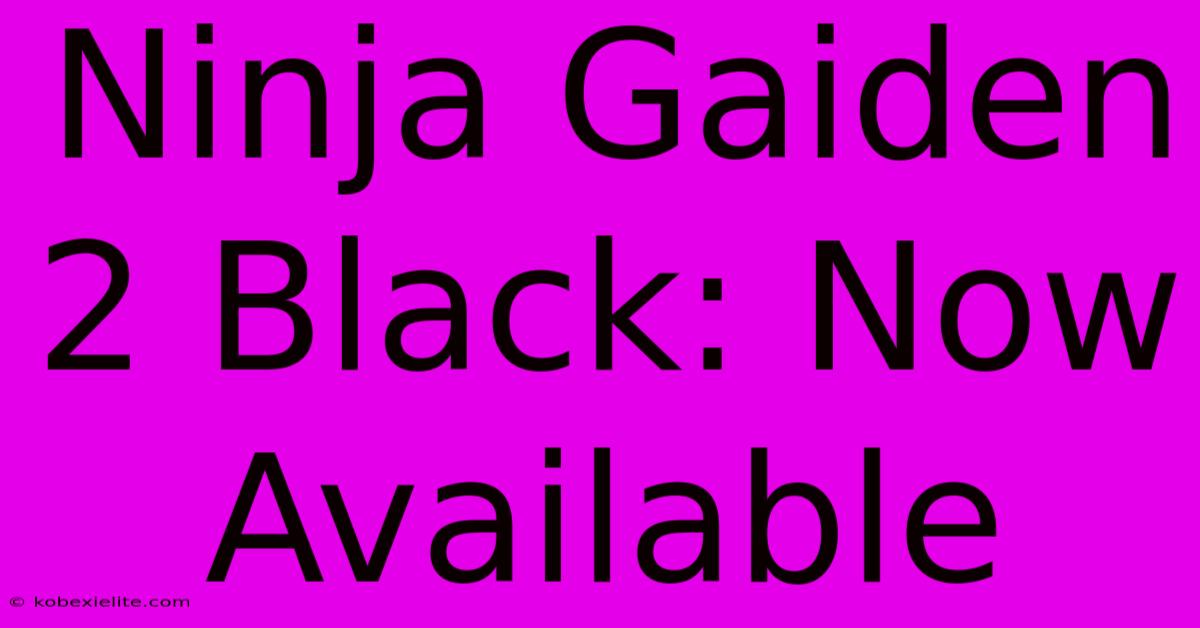 Ninja Gaiden 2 Black: Now Available