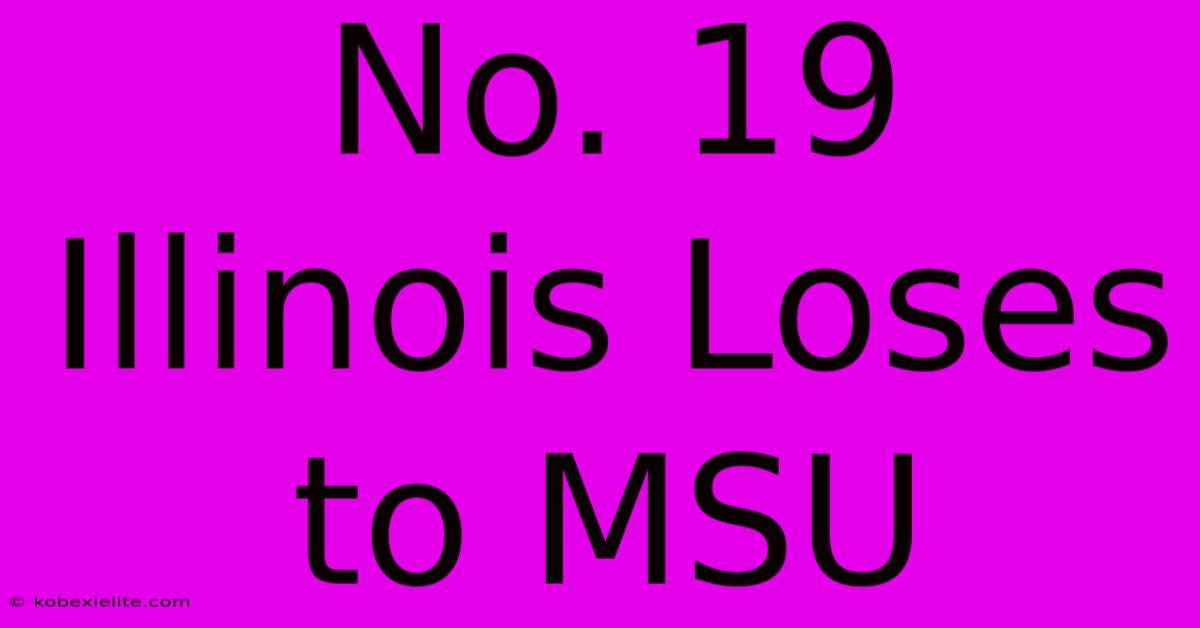 No. 19 Illinois Loses To MSU