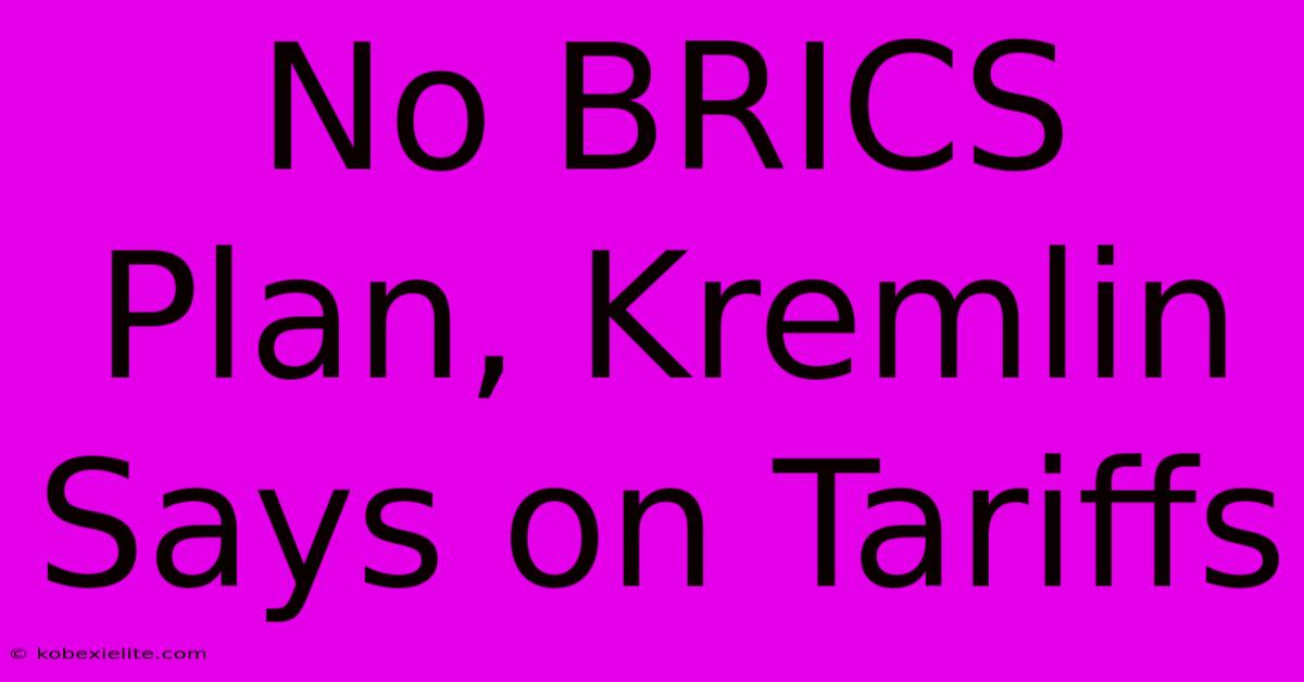 No BRICS Plan, Kremlin Says On Tariffs