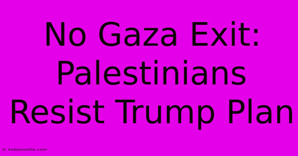 No Gaza Exit: Palestinians Resist Trump Plan