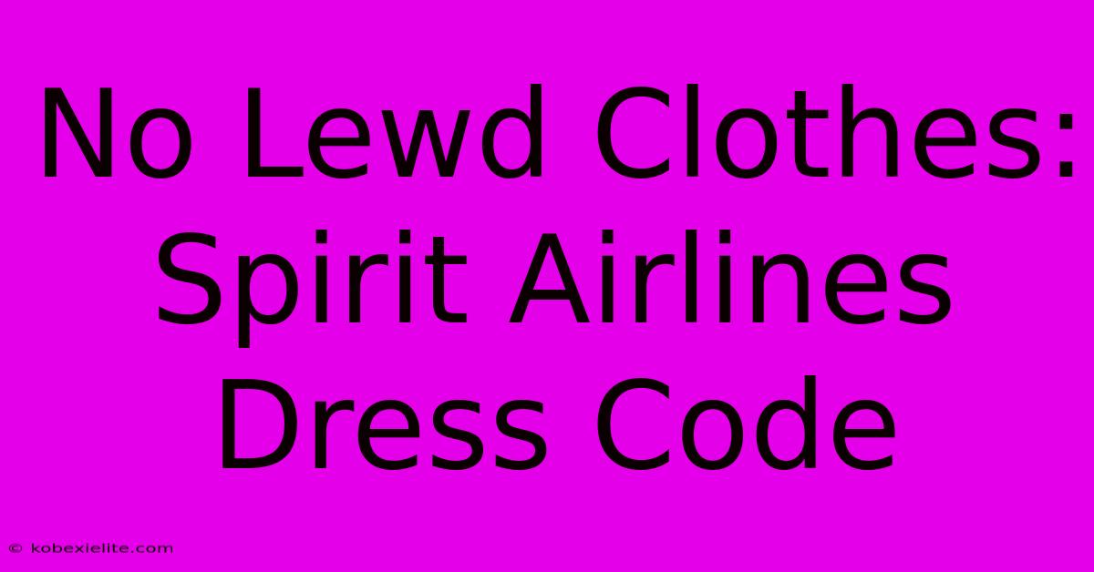 No Lewd Clothes: Spirit Airlines Dress Code