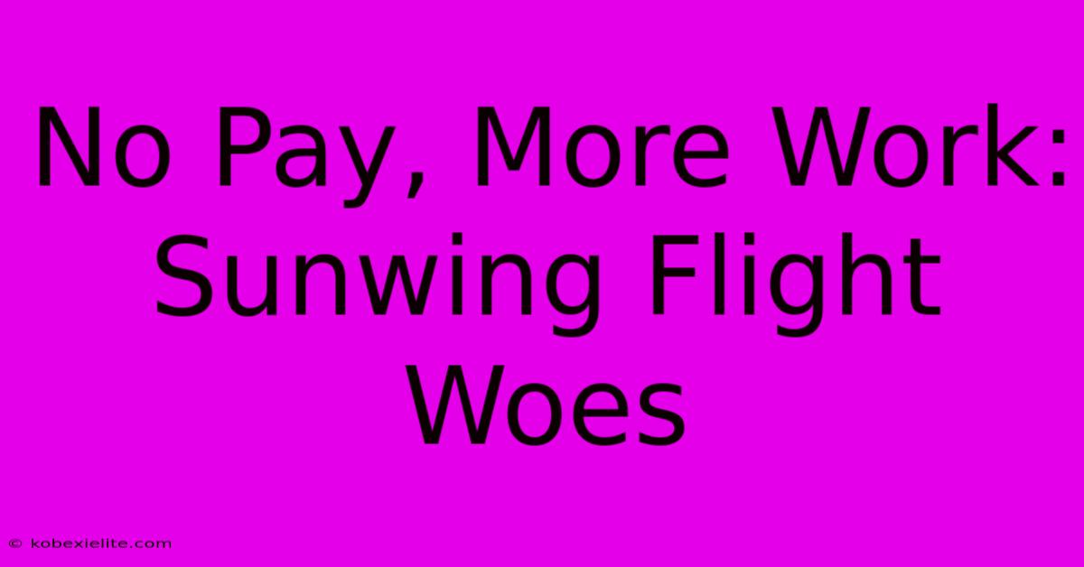 No Pay, More Work: Sunwing Flight Woes