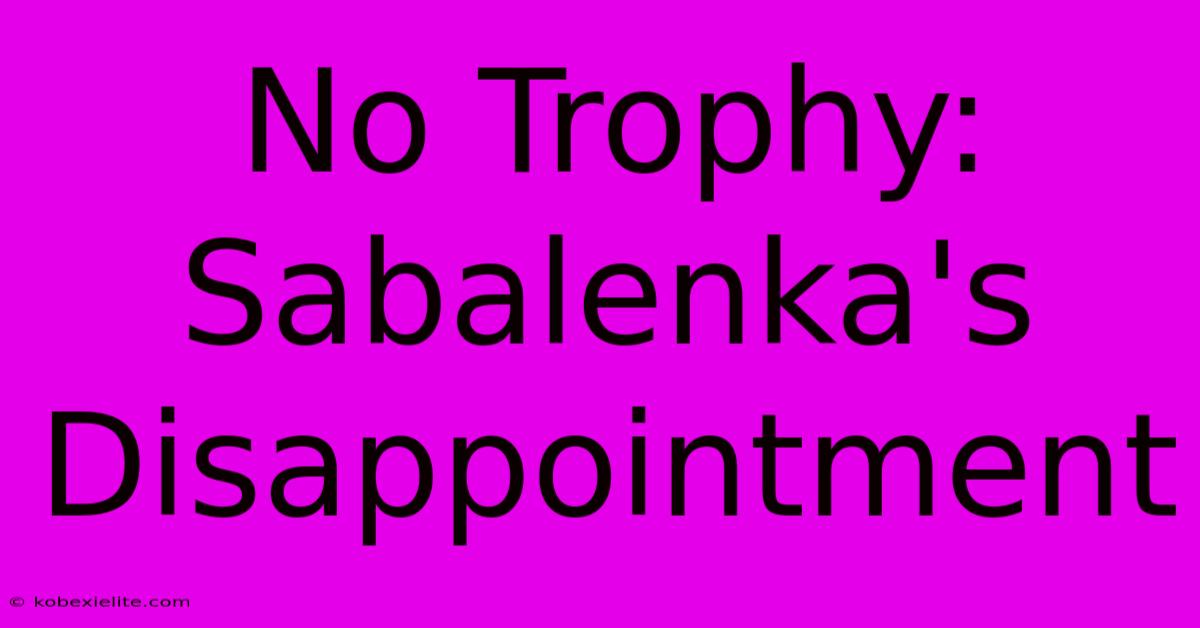 No Trophy: Sabalenka's Disappointment